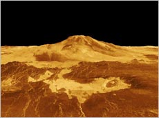 アメリカの「マジェラン」が撮影した金星表面。火山地形が見られる。(提供:NASA/JPL)