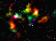 COSMOStB[hƌĂ΂̈ɑ݂镨iɈÍj̕z摜i񋟁FNASA, ESA, P. Simon (University of Bonn) and T. Schrabback (Leiden Observatory)j