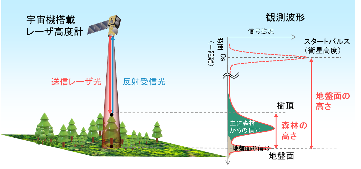 参考図:レーザ高度計観測の原理図