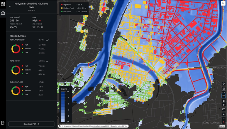 図2 Flood Damage Assessment イメージ図 ©Synspective Inc.