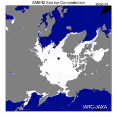 AMSR2が捉えた北極域の海氷密接度　※1
